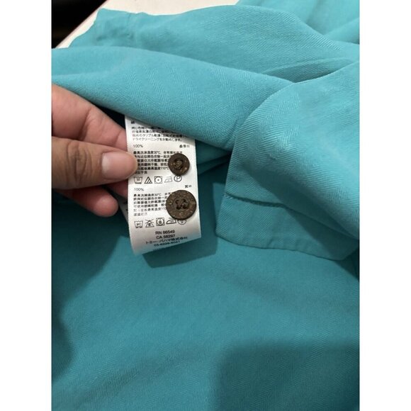 Tommy Bahama Button Up Short Sleeve Shirt Teal Blue Tropical Men Large 100% Silk - Picture 10 of 10